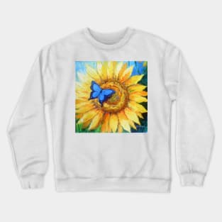 Butterfly on sunflower Crewneck Sweatshirt